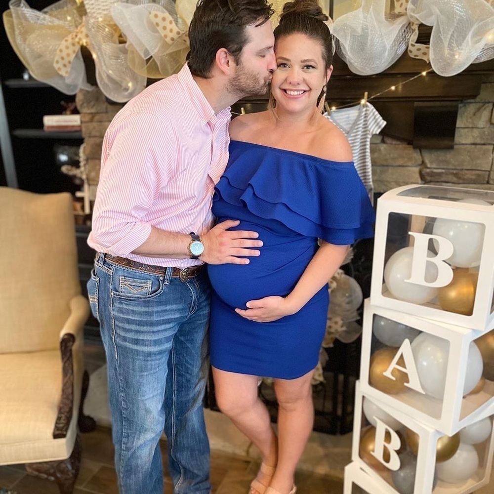 𝅺PinkBlush off the shoulder ruffle maternity dress - Picture 3 of 4
